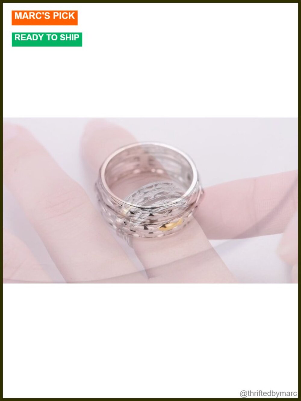 TYSO Fish Anxiety Ring 925 Sterling Silver Spinner Fidget Ring for Women Men - Picture 6 of 6